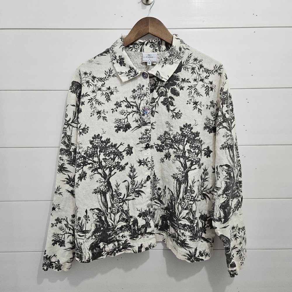 Hot Cotton 100% Linen Button Down Shirt XL